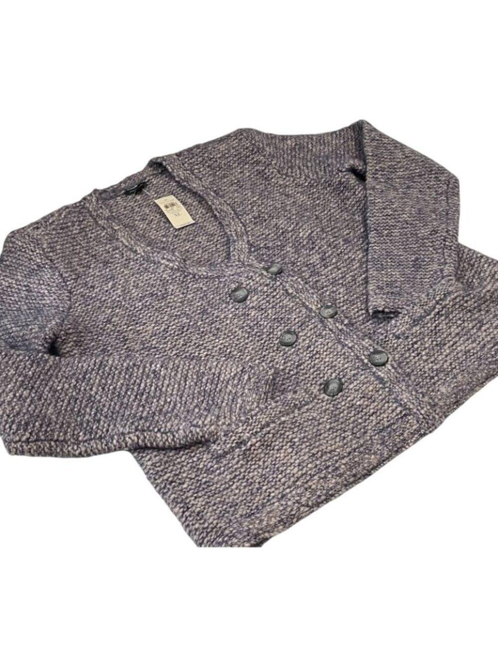 Ann Taylor Merino Wool Alpaca Cardigan Sweater XL Blue Double Breasted Academia - Picture 3 of 12